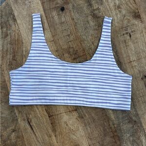 Pact Women's Organic Cotton-Striped Lavender and White Scoop Neck Bralette